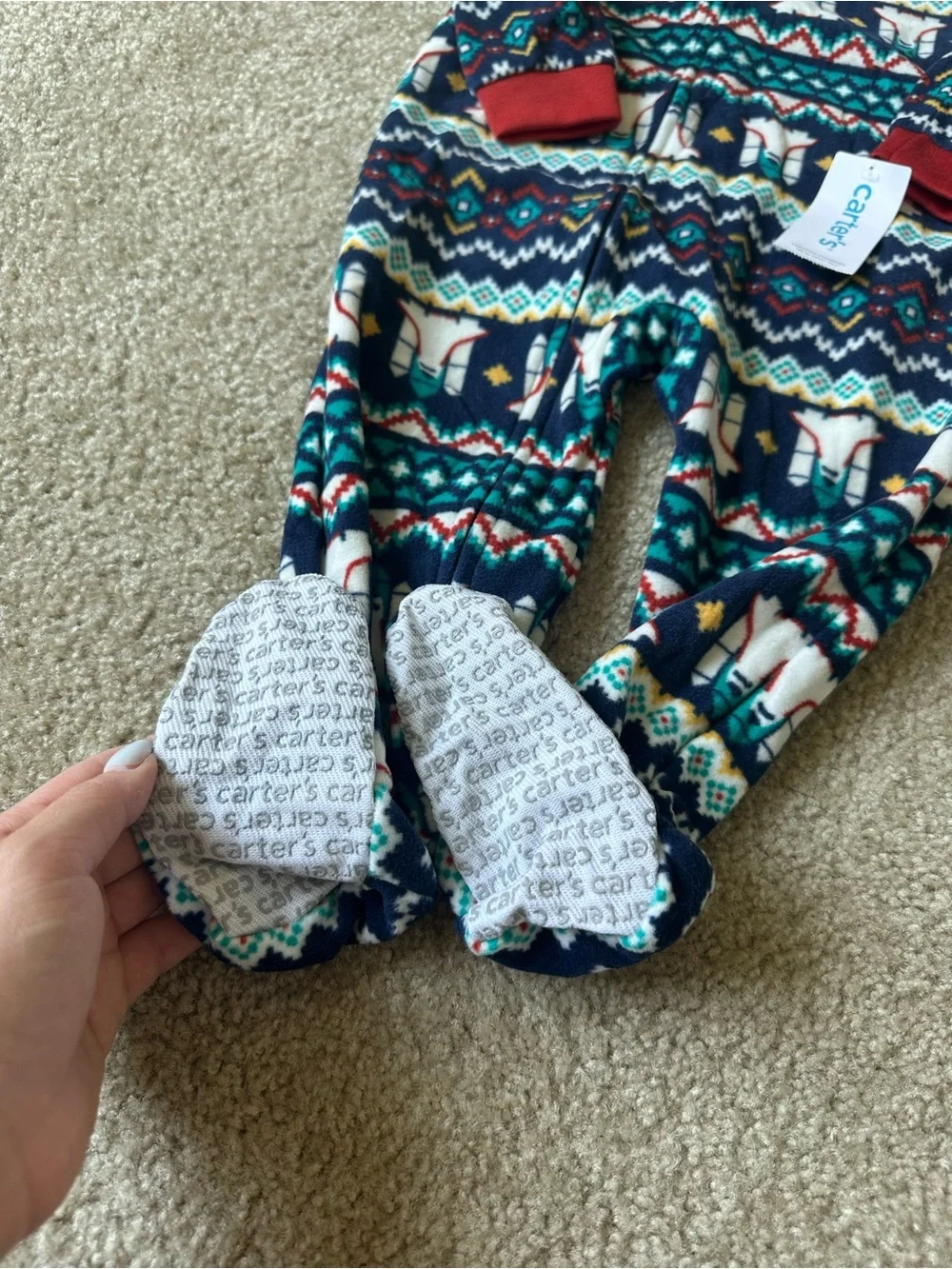 Carter’s 2T Fleece Footed Pajamas | Holiday Space Shuttle Fair Isle Print | NWT
